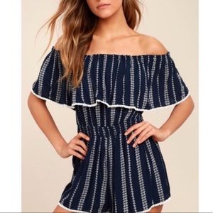 Lulus “See You There” striped Romper
